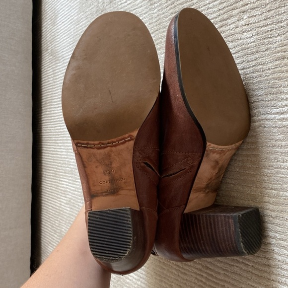 Cole Haan Cassidy Ankle Heeled Boots Leather Brown Buckle Size 11 - Picture 4 of 16